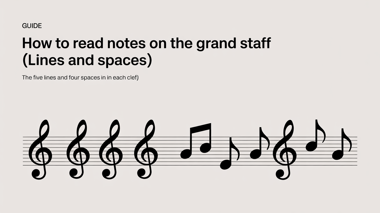 The five lines and four spaces in each clef